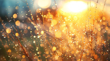 A close up of a plant with water droplets on it, AIの素材
