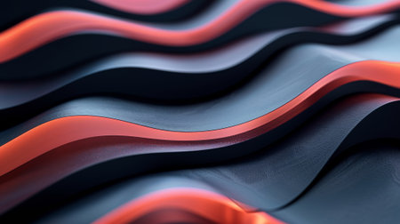 A close up of a black and red wavy pattern, AI