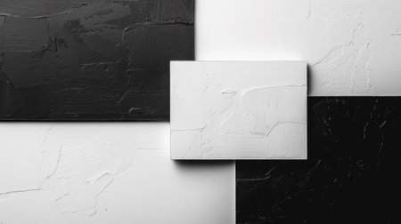 A black and white abstract painting with squares of different sizes, AIの素材