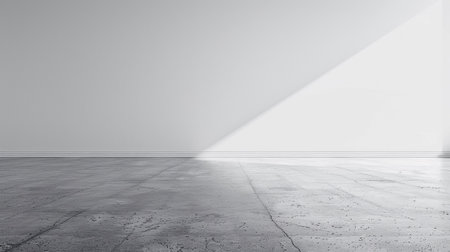 A black and white photo of a room with an empty floor, AIの素材