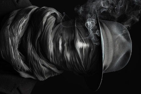 A man with a hat and scarf wrapped around his face, AIの素材