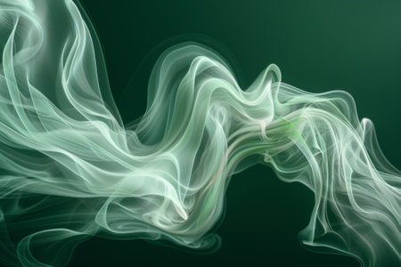 A close up of a green and white smokey substance, AIの素材