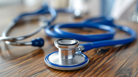 A close up of a stethoscope and medical equipment on the table, AIの素材