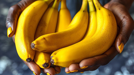 A woman holding a bunch of bananas in her hands, AIの素材