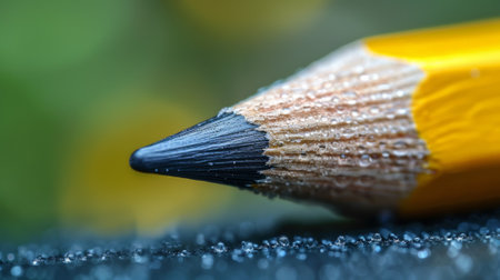 A close up of a pencil with water droplets on it, AIの素材