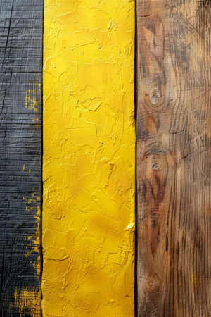 A close up of a yellow and black paint on wood, AIの素材
