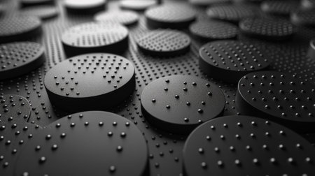 A close up of a bunch of metal objects with holes in them, AIの素材