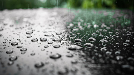 A close up of a car with rain drops on the windshield, AIの素材