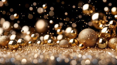 A close up of a bunch of shiny gold balls on top of each other, AIの素材
