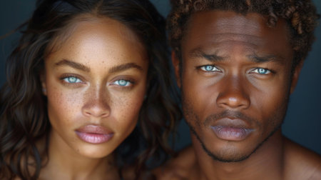 A man and woman with blue eyes staring at the camera, AIの素材