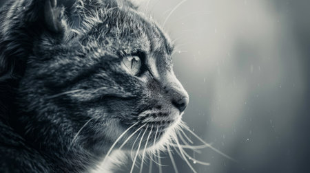 A close up of a cat looking off into the distance, AIの素材