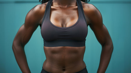A woman in a sports bra posing for the camera, AIの素材