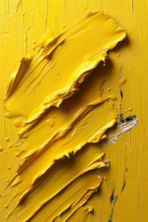 A close up of a yellow paint brush with some liquid on it, AIの素材