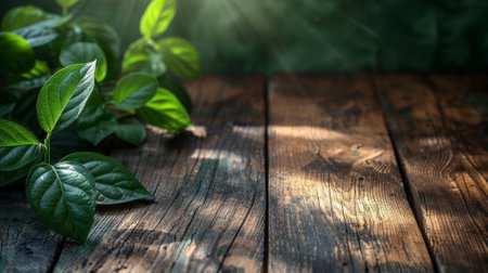 A close up of a plant on top of some wood, AIの素材