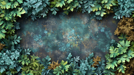 A picture of a frame made out of leaves and plants, AIの素材