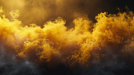 A yellow and orange smoke is coming out of a fire, AIの素材