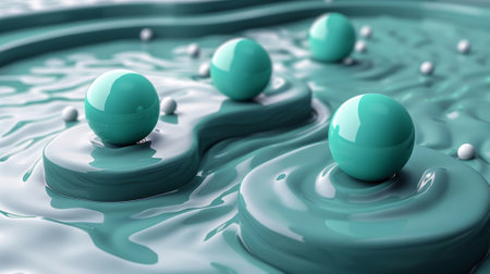 A group of three eggs are sitting in a blue liquid, AIの素材