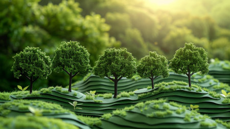 A group of trees are standing on top of a hill, AIの素材