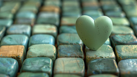 A heart shaped stone sitting on top of a bunch of other stones, AIの素材