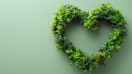 A heart shaped green plant with moss growing out of it, AIの素材