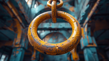 A close up of a rusty ring hanging from the ceiling, AIの素材