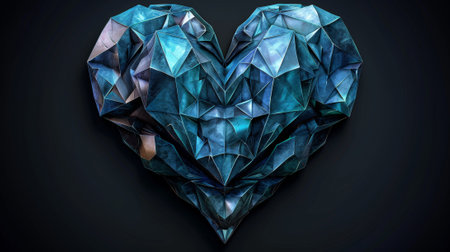 A heart shaped object made of blue and green triangles, AIの素材