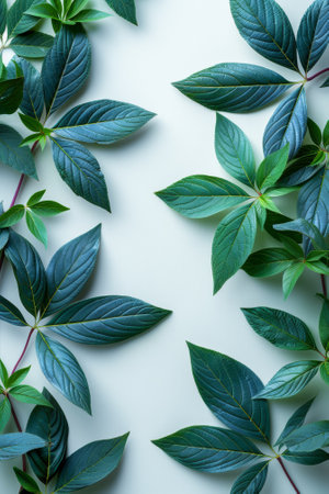 A close up of a green leafy plant with purple stems, AIの素材