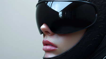 A close up of a mannequin wearing goggles and holding an umbrella, AIの素材