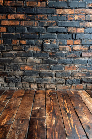 A wooden wall with a brick pattern and some wood, AIの素材