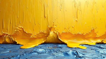 A large yellow liquid is flowing down a wall, AIの素材