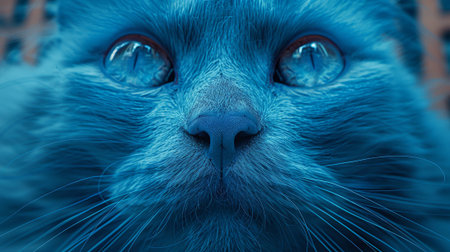 A close up of a blue cats face with large eyes, AIの素材