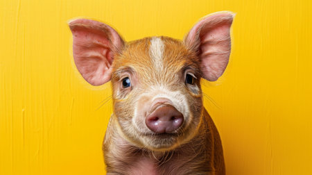 A small pig with a big smile on its face looking at the camera, AIの素材
