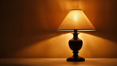 A lamp with a shade on it is sitting in the dark, AIの素材