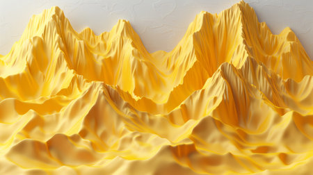 A close up of a yellow mountain range with some snow on it, AIの素材