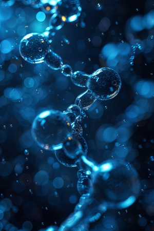 A close up of a chain with water droplets on it, AIの素材