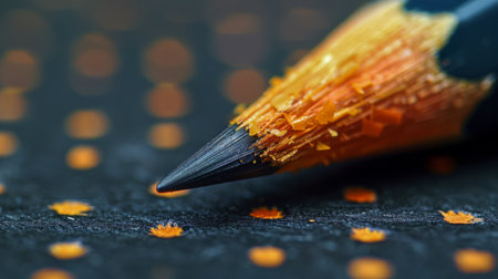 A close up of a pencil with orange and yellow tips, AIの素材