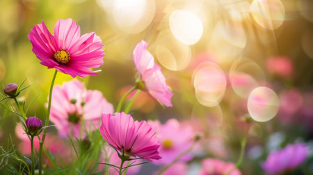 A close up of pink flowers with a blurred background, AIの素材