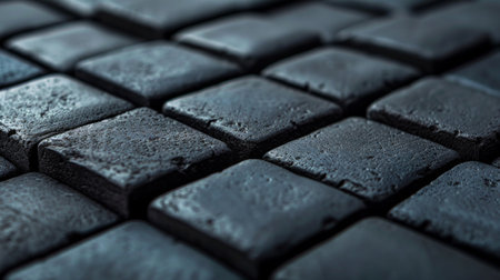 A close up of a bunch of black rocks that are all the same, AIの素材