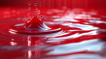 A red liquid is being poured into a bowl of water, AIの素材