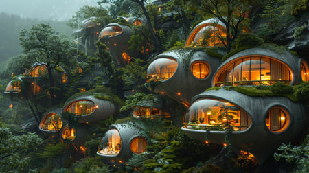 A bunch of houses that are all different shapes and sizes, AIの素材