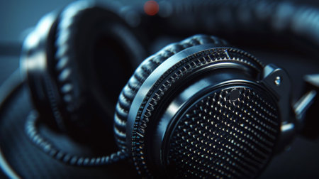A close up of a pair of headphones sitting on top of something, AIの素材