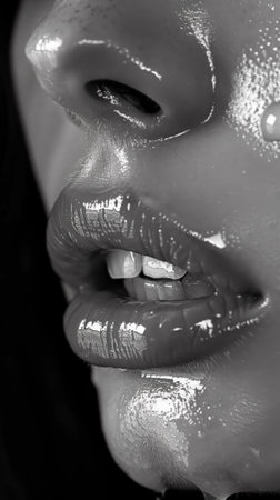 A close up of a womans face with some sort of liquid on it, AIの素材