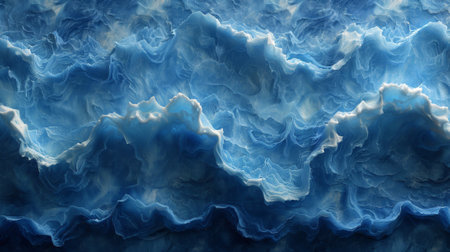 A close up of a blue and white pattern on the water, AIの素材