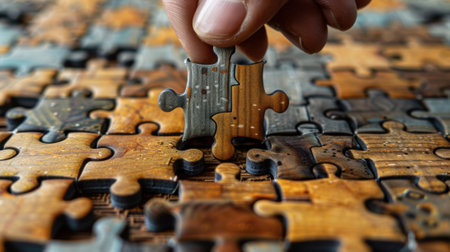 A hand placing a piece of the puzzle into place, AIの素材