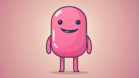 A cartoon character with a smile and eyes on the side, AIの素材