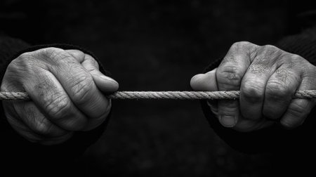 A close up of a persons hands holding onto the rope, AIの素材