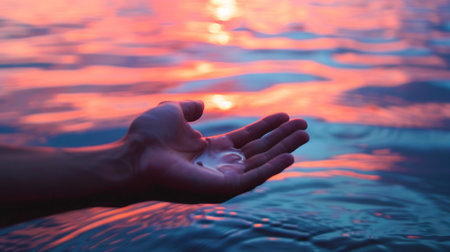 A person holding a cup of water in their hand, AIの素材