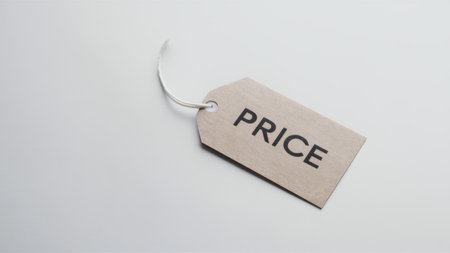 A price tag on a white surface with the word "price" written in black, AIの素材