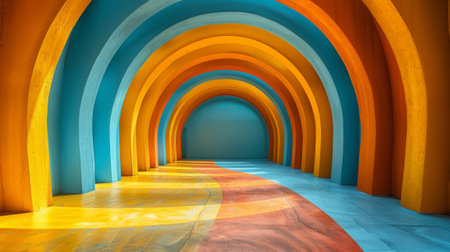 A colorful archway with a rainbow in the middle of it, AIの素材
