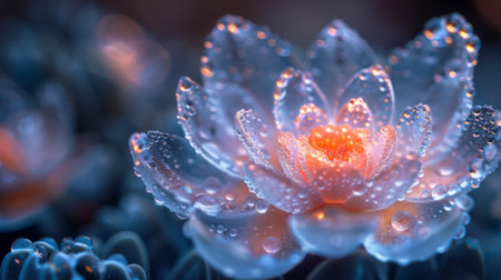 A close up of a flower with water droplets on it, AIの素材